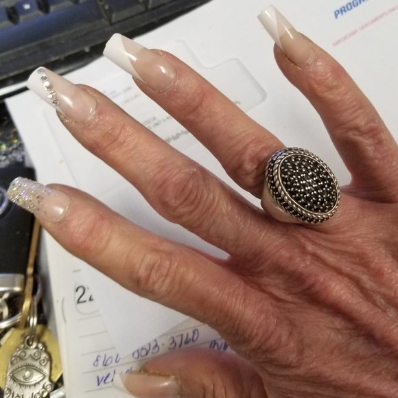 Genuine 2 carat + Black Diamond 925 Sterling Statement Cocktail Ring - Picture 5 of 15